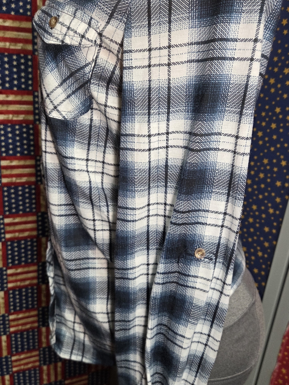 **Passport Blue and White Plaid Button-Down Shirt** - Picture 3 of 5